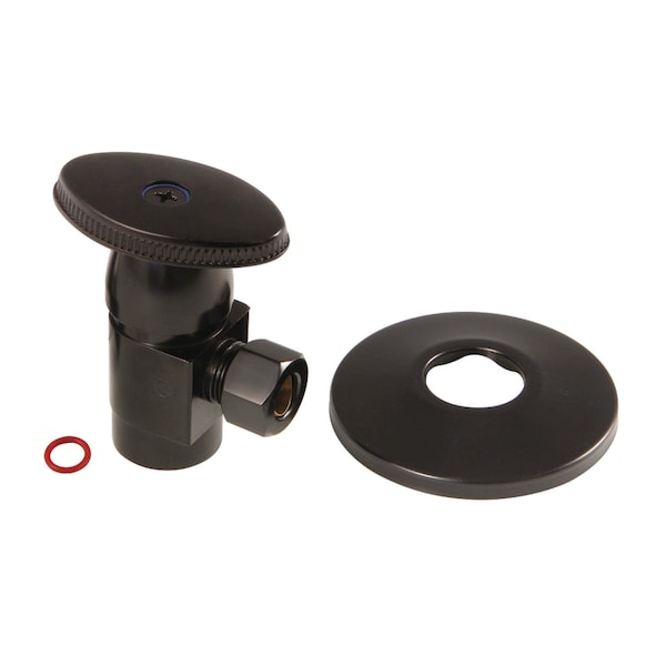 Kingston Brass 1/2"IPS x 3/8"O.D. Anti-Seize Deluxe Quarter-Turn Ceramic Hardisc Cartridge Angle Stop, Oil Rbd Brnz CD43305VAK - main